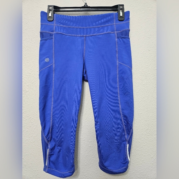 Athleta small blue Dobby be free knicker cropped leggings running Pants Athletic - Picture 2 of 10